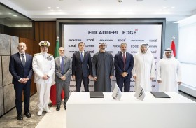 خالد بن محمد بن زايد يشهد مراسم توقيع اتفاقية شراكة استراتيجية بين إيدج وفينكانتييري الإيطالية لإطلاق المشروع المشترك لبناء السفن ميسترال