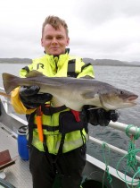 موظف في نوركود يعرض سمك القد المستزرع ، النرويج.    رويترز
