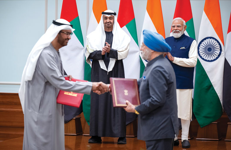 رئيس الدولة ورئيس وزراء الهند يشهدان تبادل عدد من الاتفاقيات والمذكرات بين البلدين 