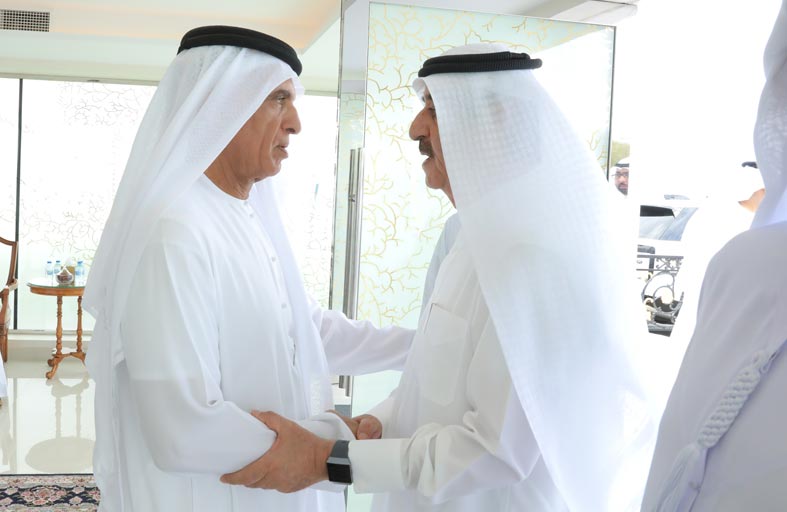 سعود بن صقر يتقبل تعازي حاكمي عجمان وأم القيوين وأولياء العهود بوفاة الشيخ محمد بن عمر بن صقر القاسمي 