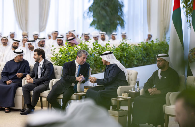 رئيس الدولة يستقبل رئيس حكومة إقليم كردستان العراق بحضور محمد بن راشد 