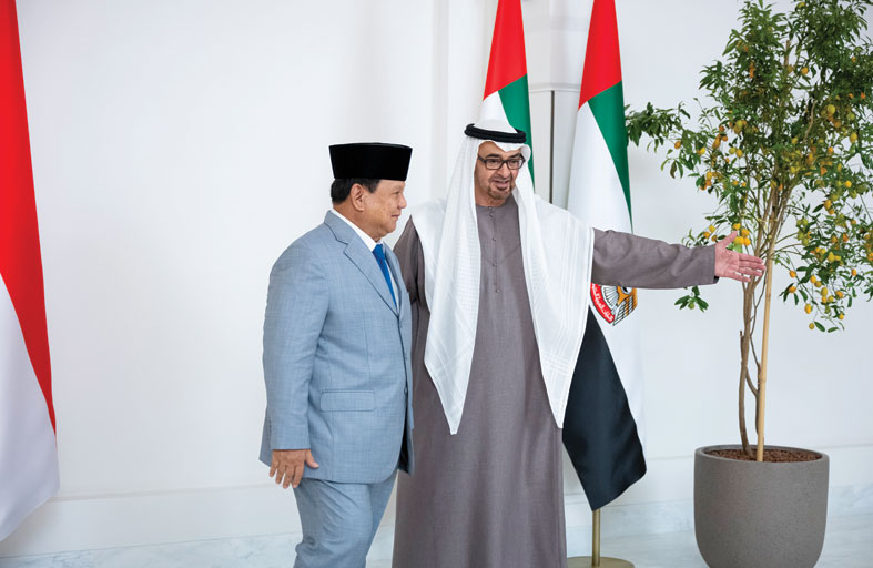 رئيس الدولة والرئيس الإندونيسي يؤكدان على دعم السلام والاستقرار إقليميا ودوليا 