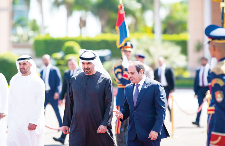 رئيس الدولة والرئيس المصري يؤكدان أن حل الدولتين هو المسار الوحيد لتحقيق السلام بالمنطقة 