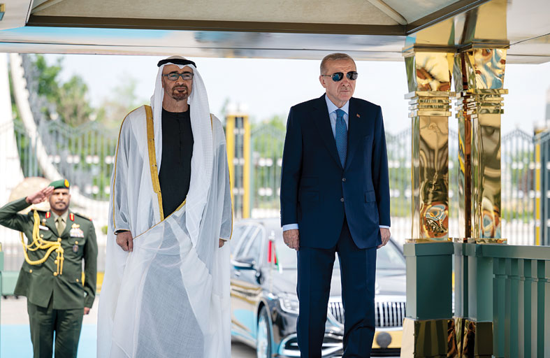 رئيس الدولة والرئيس التركي يبحثان مواصلة  تعزيز علاقات البلدين والمستجدات في المنطقة  