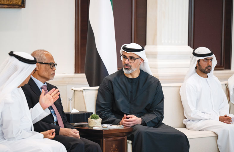 خالد بن محمد بن زايد يستقبل عدداً من الضيوف والمشاركين في النسخة الثانية من منتدى الرعاية الاجتماعية في أبوظبي 