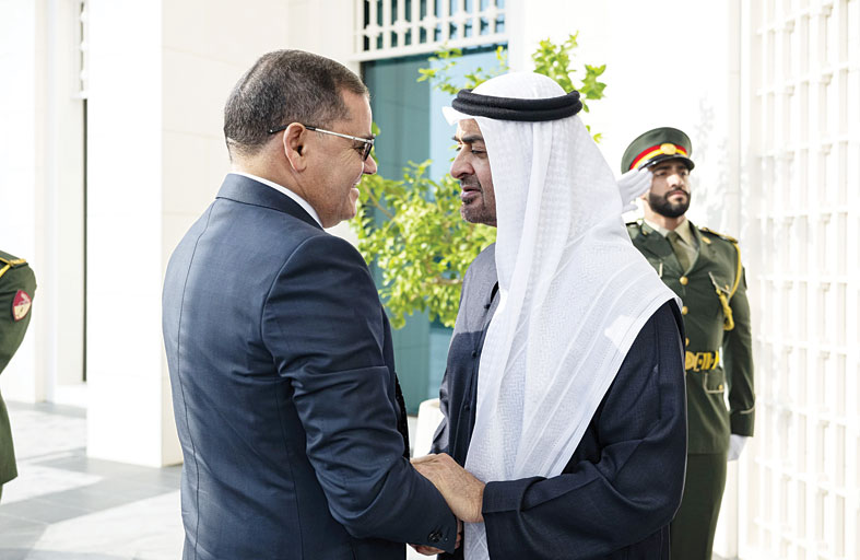 رئيس الدولة يبحث مع رئيس حكومة الوحدة الوطنية في ليبيا علاقات البلدين والتطورات في المنطقة 