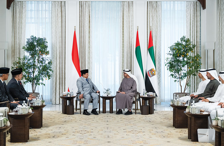 رئيس الدولة والرئيس الإندونيسي يؤكدان على دعم السلام والاستقرار إقليميا ودوليا 