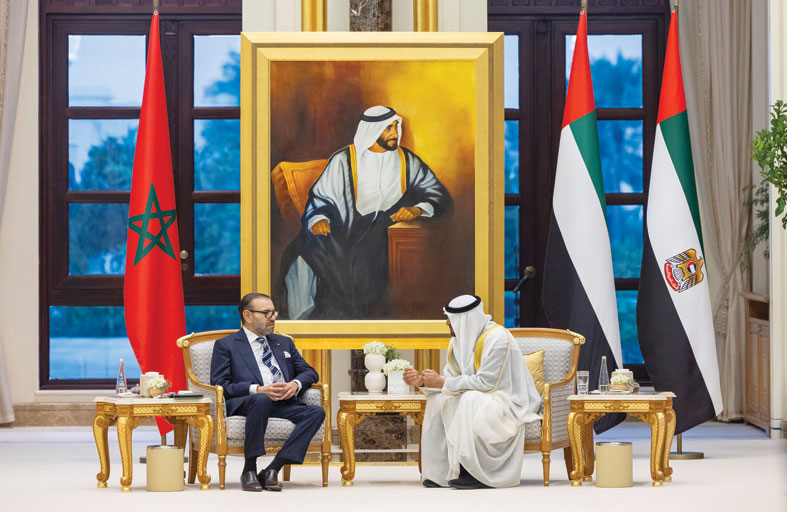 رئيس الدولة وملك المغرب يؤكدان ضرورة التحرك الدولي لوقف إطلاق النار في غزة وحماية المدنيين 