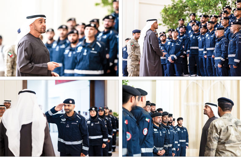 رئيس الدولة يستقبل فريق الإمارات للبحث والإنقاذ ويشيد بجهودهم الإنسانية العالمية 