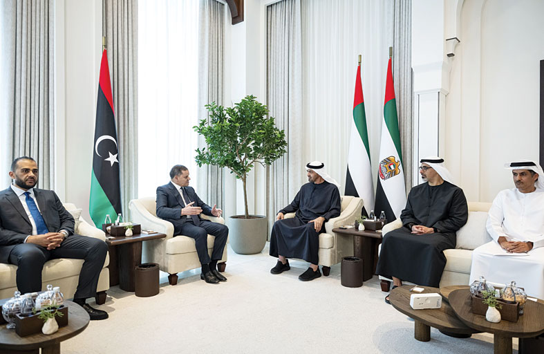 رئيس الدولة يبحث مع رئيس حكومة الوحدة الوطنية في ليبيا علاقات البلدين والتطورات في المنطقة 