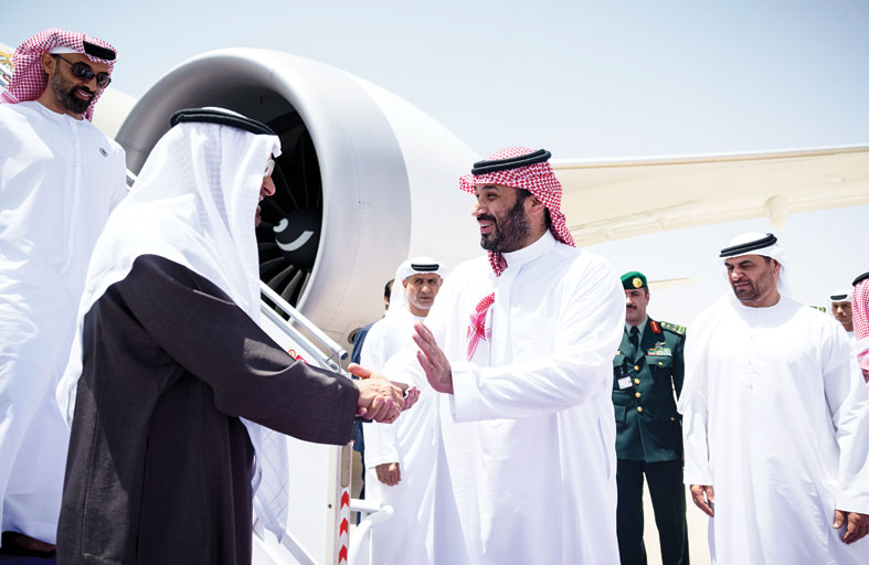 رئيس الدولة وولي عهد السعودية يؤكدان أهمية تحقيق السلام الشامل والعادل على أساس «حل الدولتين» 