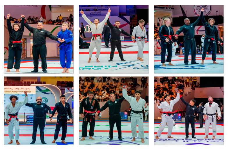 حماس كبير وتألق لافت في منافسات فئة المحترفين للحزامين البنفسجي والبني في بطولة أبوظبي العالمية لمحترفي الجوجيتسو 