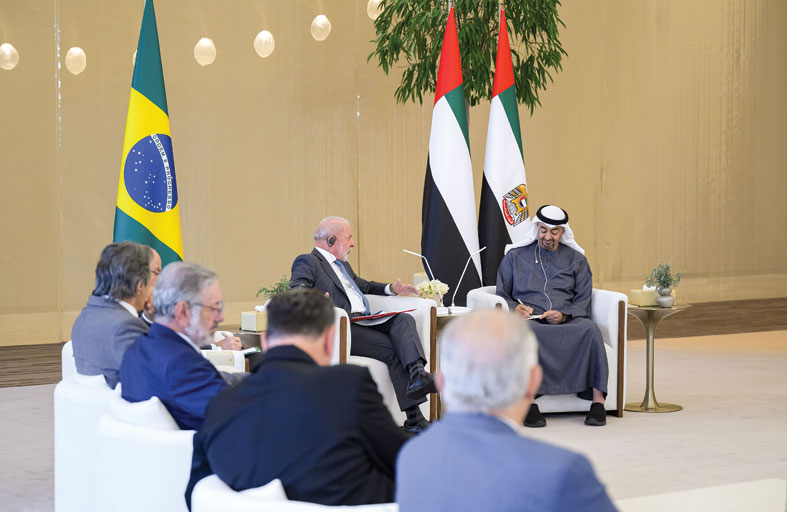 رئيس الدولة والرئيس البرازيلي يؤكدان أهمية دعم السلام والاستقرار في الشرق الأوسط والعالم 