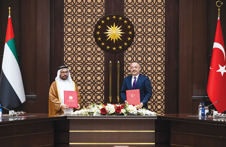 رئيس الدولة والرئيس التركي يشهدان تبادل عدد من الاتفاقيات ومذكرات التفاهم بين البلدين 