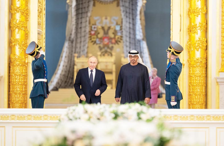 رئيس الدولة والرئيس الروسي يبحثان الشراكة الإستراتيجية والقضايا الإقليمية والدولية 