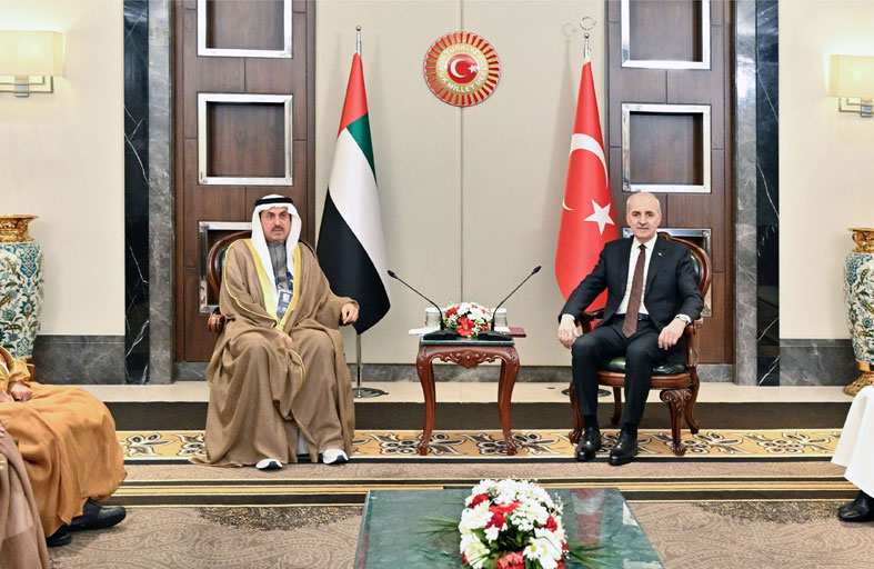 صقر غباش ورئيس البرلمان التركي يؤكدان على إدانتهما الاعتداءات الإيرانية السافرة على أراضي دولة الإمارات