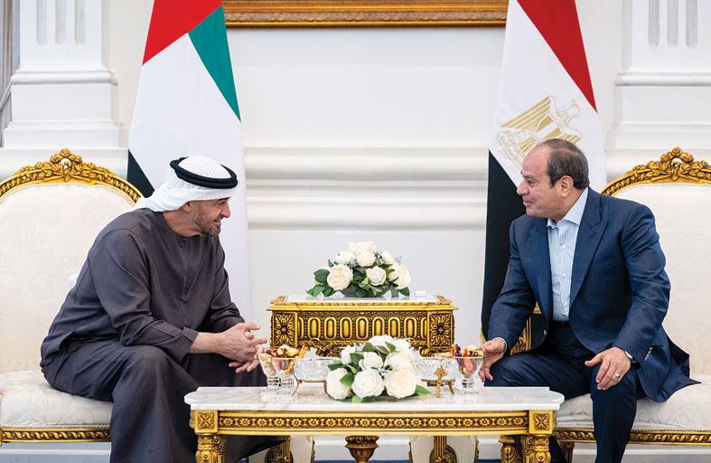 رئيس الدولة والرئيس المصري يبحثان تعزيز علاقات التعاون والمستجدات في المنطقة  