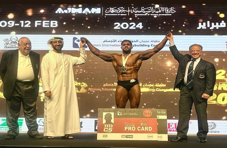 عبدالله الشرقي يتوج محترفي دولية عجمان لبناء الأجسام
