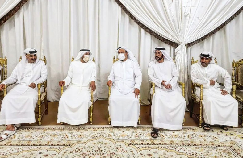 أحمد بن سعيد و نهيان بن مبارك يقدمان واجب العزاء في وفاة حمد بن سليمان