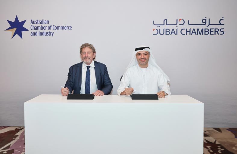 غرف دبي تبرم مذكرة تفاهم مع غرفة التجارة والصناعة الأسـترالية لتعزيـز العلاقـات الاقتصاديـة والاسـتثمارية