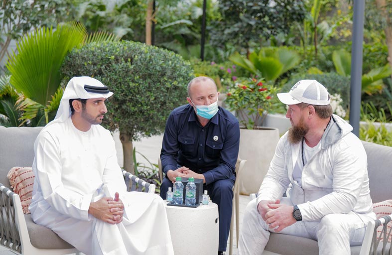 حمدان بن محمد يستقبل رئيس جمهورية الشيشان الزائر