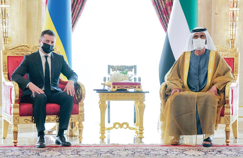 محمد بن راشد يستقبل الرئيس الأوكراني