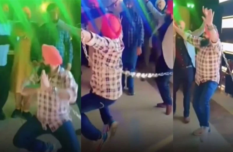 سجين يرقص مكبلاً بالأصفاد في زفاف صديقه