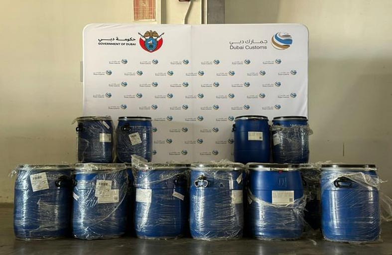 جمارك دبي تحبط محاولة تهريب 1.1 طن من عقار البريجابالين المخدر