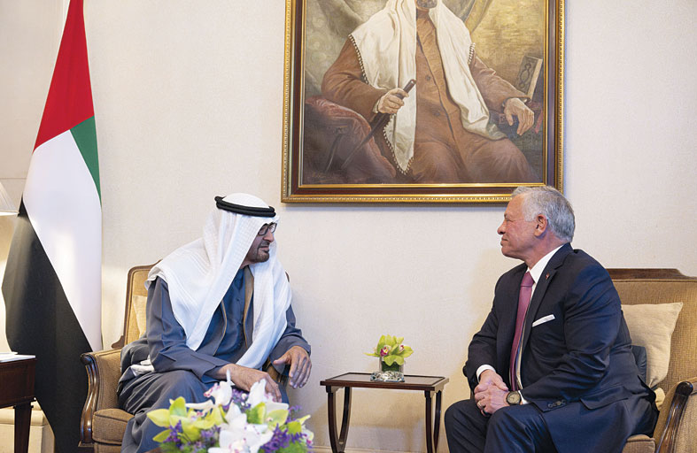 رئيس الدولة وملك الأردن يؤكدان ضرورة وقف إطلاق النار في غزة وحماية المدنيين وإيجاد أفق سياسي على أساس حل الدولتين 