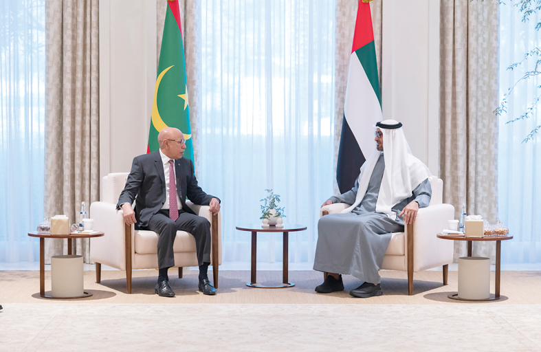 محمد بن زايد يبحث مع الرئيس الموريتاني العلاقات الثنائية وعددا من القضايا الإقليمية والدولية 