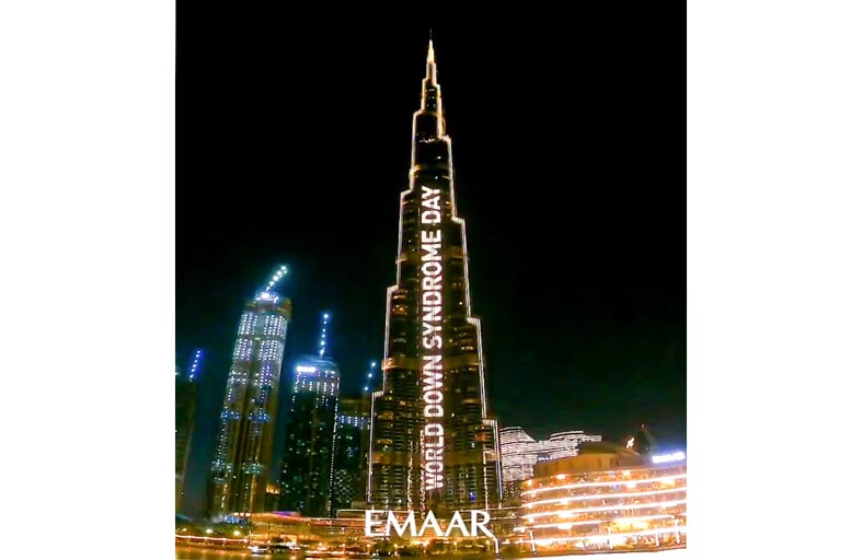 برج خليفة (الأيقونة العالمية) يزدان بألوان اليوم العالمي لمتلازمة داون 