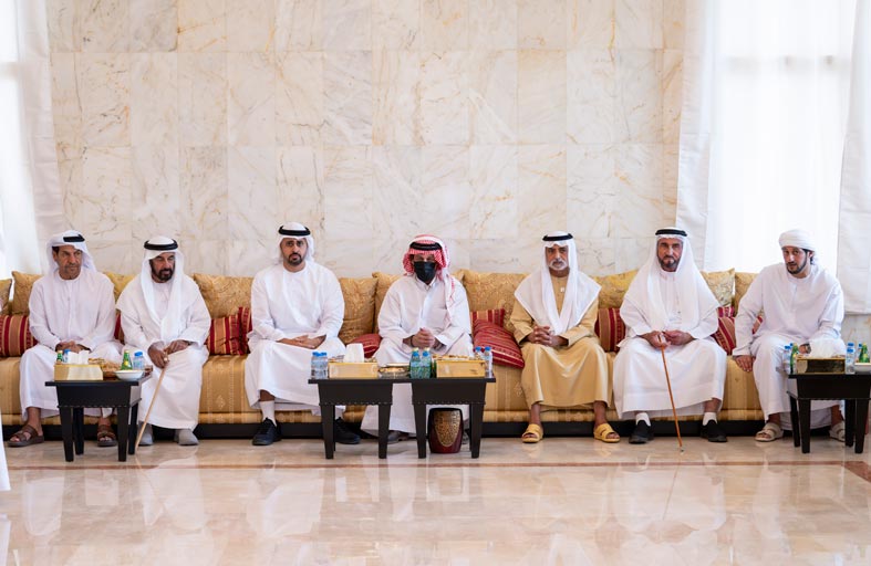 ذياب بن محمد بن زايد ونهيان بن مبارك يعزيان بوفاة الشيخة ميرة بنت راشد بن حفيظ المزروعي