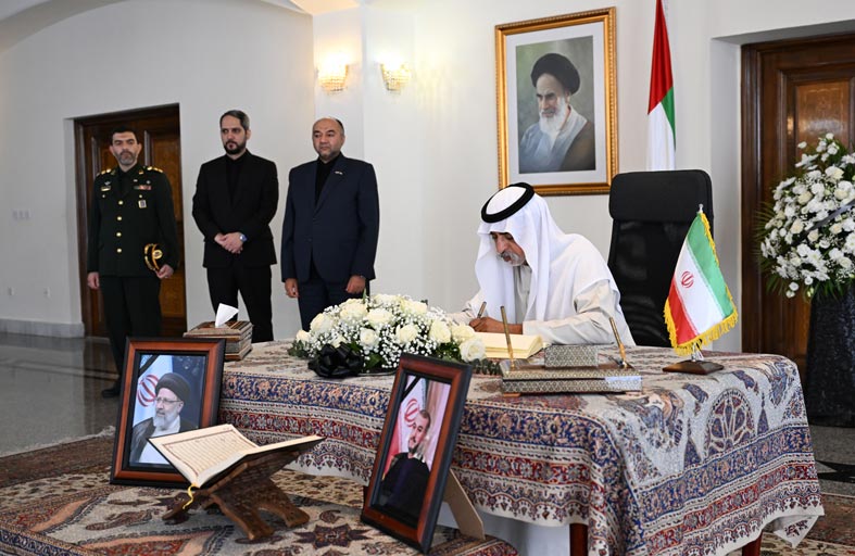 نهيان بن مبارك يقدم واجب العزاء في وفاة الرئيس الإيراني ومرافقيه