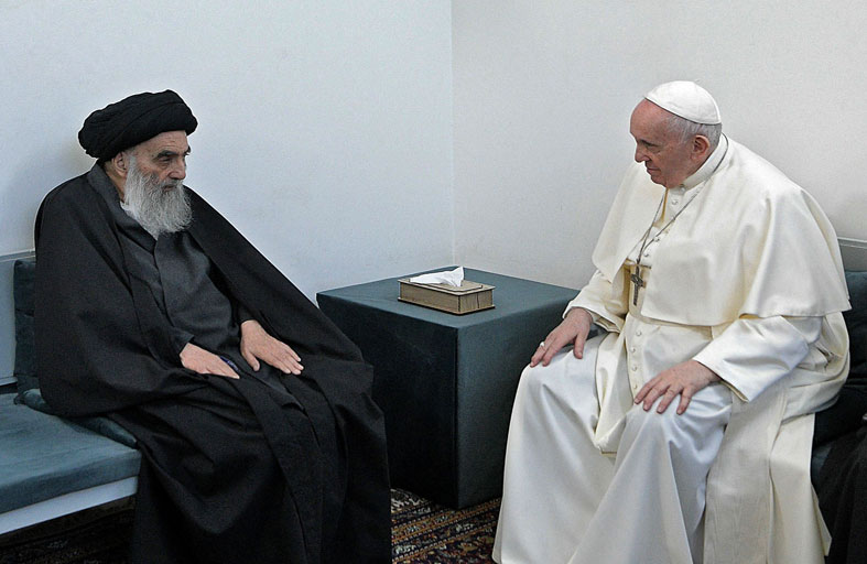 البابا والسيستاني يوجهان نداء من أجل السلام 