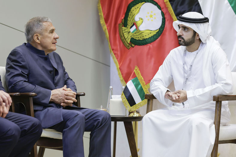 حمدان بن محمد يستقبل رئيس جمهورية تتارستان