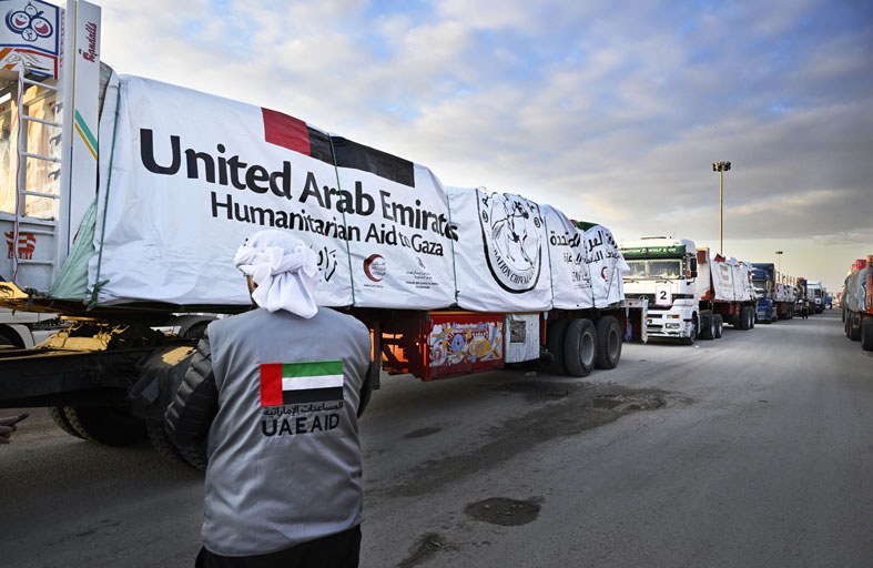  دخول قافلة مساعدات إنسانية تضم 14 شاحنة إلى غزة 