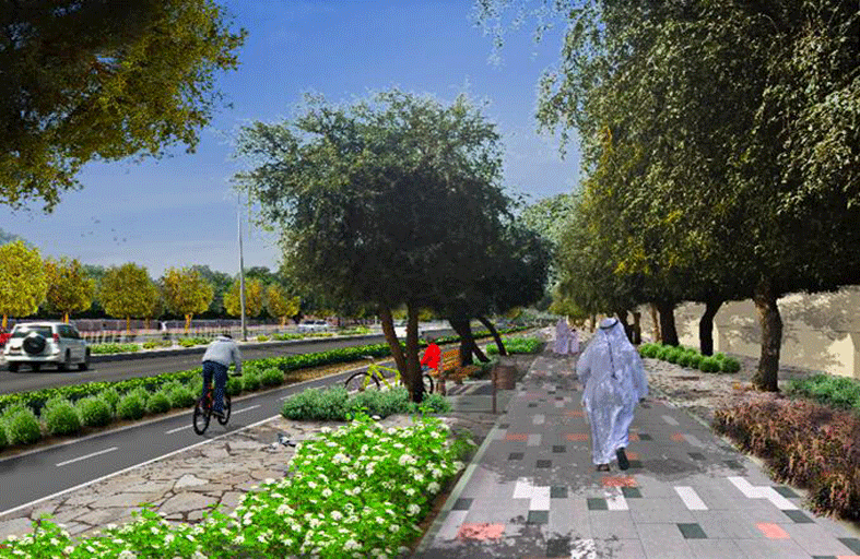 بلدية مدينة أبوظبي تطور الزراعة التجميلية على جوانب الطرق بمنطقة شارع البطين في أبوظبي