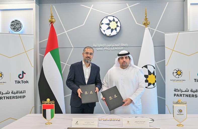 رابطة المحترفين الإماراتية ومنصة تيك توك يوقعان اتفاقية شراكة 