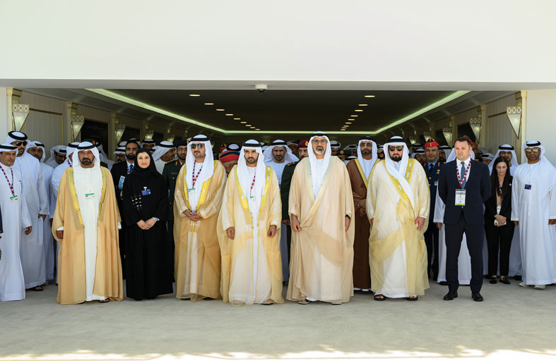 خالد بن محمد بن زايد وحمدان بن محمد يستقبلان الوفود المشاركة بمعرض دبي للطيران 2023 بحضور مكتوم بن محمد