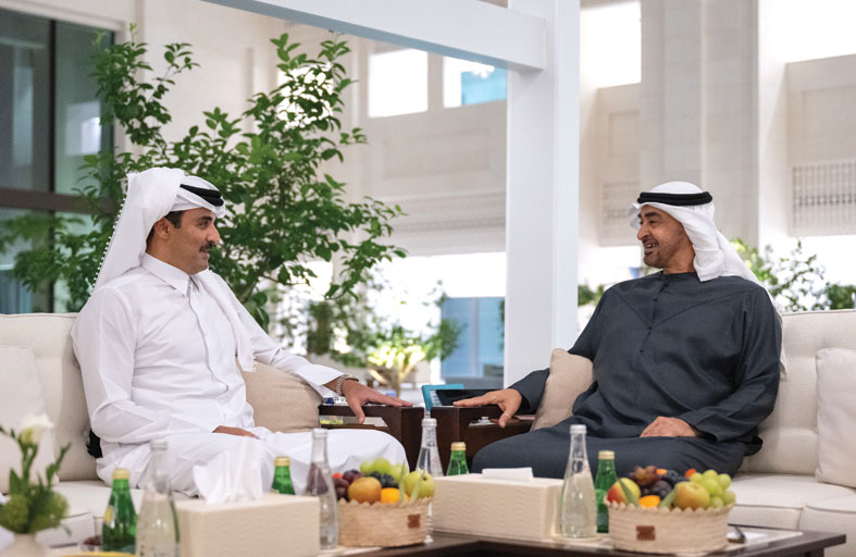رئيس الدولة وأمير قطر يؤكدان ضرورة وقف إطلاق النار في غزة وإيصال المساعدات وحماية أرواح المدنيين 