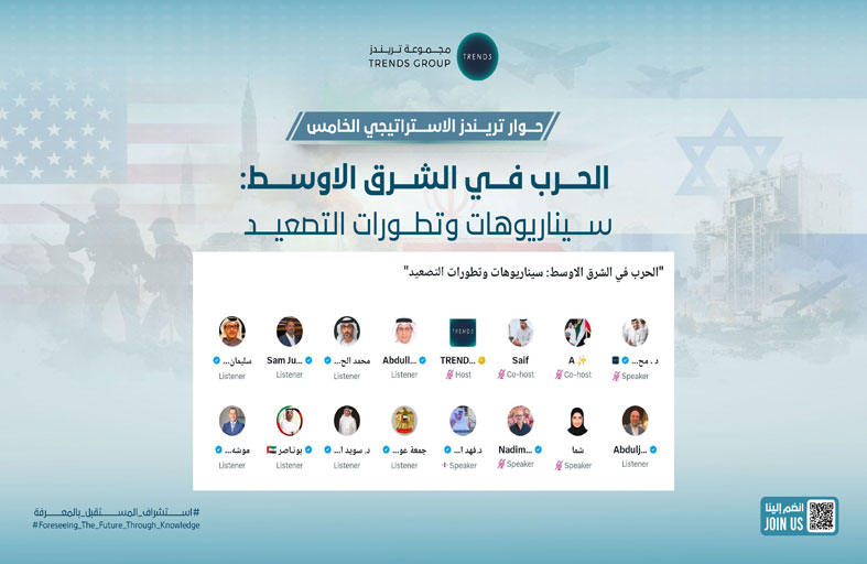 حوار «تريندز» الإستراتيجي الخامس يستشرف مآلات الحرب في الشرق الأوسط بين التصعيد العسكري والحلول الدبلوماسية