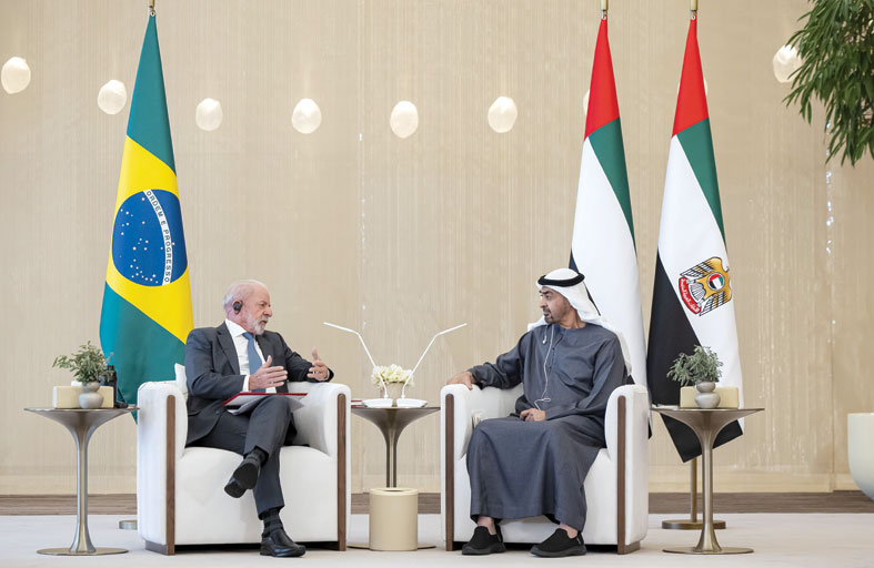 رئيس الدولة والرئيس البرازيلي يؤكدان أهمية دعم السلام والاستقرار في الشرق الأوسط والعالم 