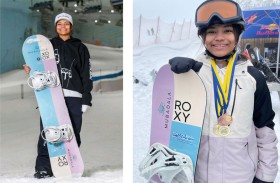 آمنة المهيري رياضية إماراتية وعضو برنامج مبادلة للتميّز تستعد للمشاركة في بطولة العالم للناشئين في التزلج الحر على الجليد في نيوزيلندا