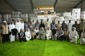 شخبوط بن نهيان يتفقد مستودعات المساعدات الإماراتية الإغاثية الموجهة إلى قطاع غزة في مدينة العريش المصرية