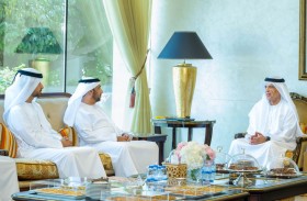 حاكم رأس الخيمة يستقبل رئيس البرلمان العربي وعمار بن ناصر المعلا