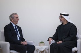 خالد بن محمد بن زايد يلتقي رئيس جمهورية الدومينيكان على هامش أعمال القمة العالمية للحكومات