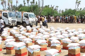 سفينة مساعدات إنسانية إماراتية لأهالي الساحل الغربي اليمني ترسو بميناء المخا