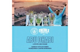 نادي مانشستر سيتي يستعرض كؤوس الثلاثية التاريخية لجمهوره في دولة الإمارات