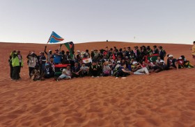 الوفود الكشفية العالمية في مغامرة بآثار منطقة مليحة يمارسون عدداً من الألعاب الرياضية 