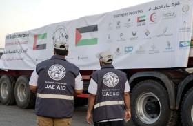 دخول 5 قوافل مساعدات إماراتية إلى قطاع غزة تحمل 800 طن من المساعدات الإنسانية
